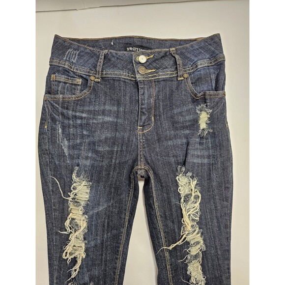 Sweet Look Skinny Jeans Medium Wash Distressed Stretch Tapered Sz 7 - Picture 1 of 14